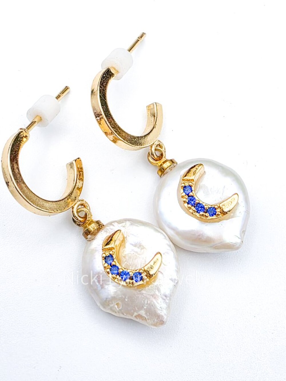 Baroque Pearl Huggie Hoop Drop Earrings